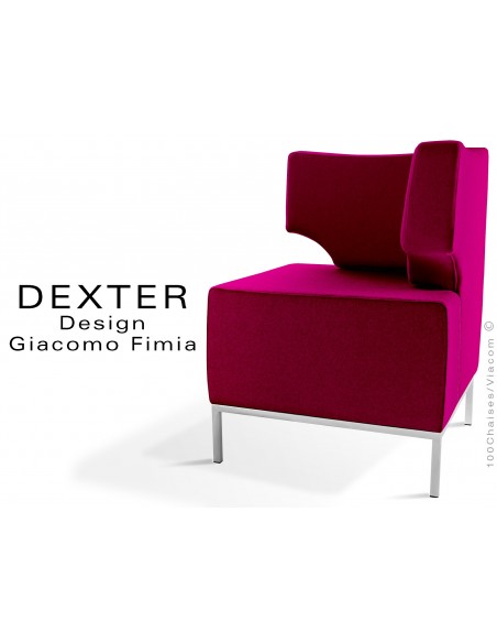 Banquette d'angle modulable DEXTER assise et dossier garnis habillage feutre couleur rose