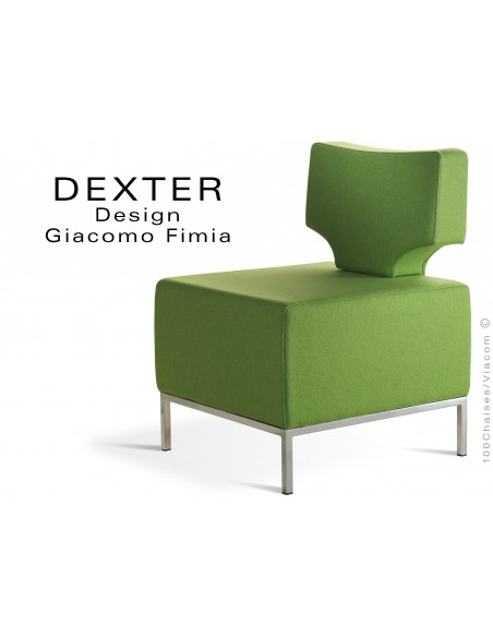 Banquette modulable DEXTER assise et dossier garnis habillage feutre couleur vert pomme