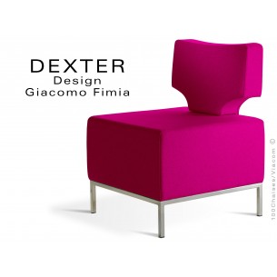 Banquette modulable DEXTER assise et dossier garnis habillage feutre couleur rose