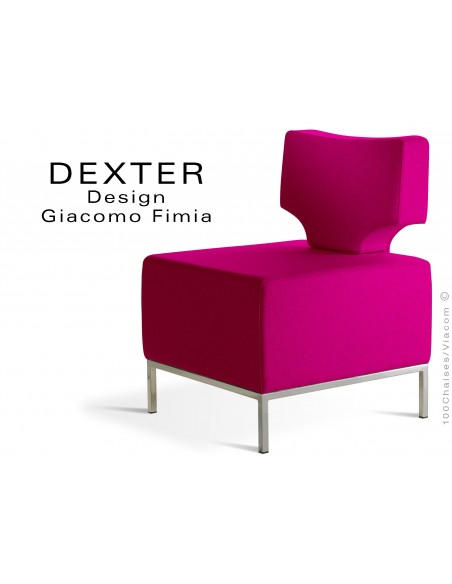 Banquette modulable DEXTER assise et dossier garnis habillage feutre couleur rose