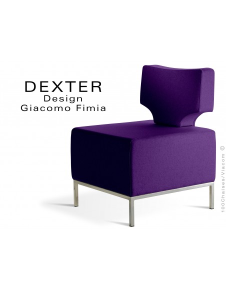 Banquette modulable DEXTER assise et dossier garnis habillage feutre couleur raisin