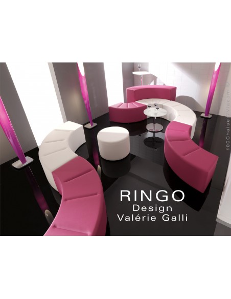 Ensemble de compostion avec modules banquette RINGO, assise garnis habillage cuir synthétique