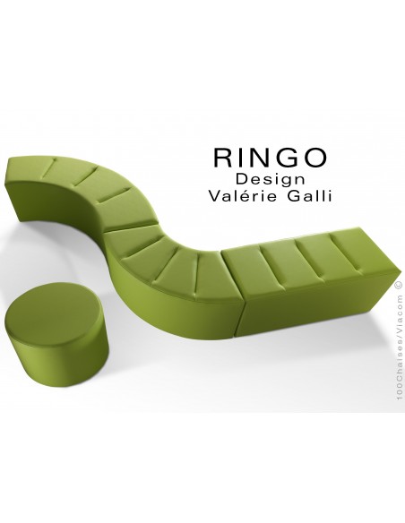 Exemple de composition banquette RINGO, assise garnis habillage cuir synthétique