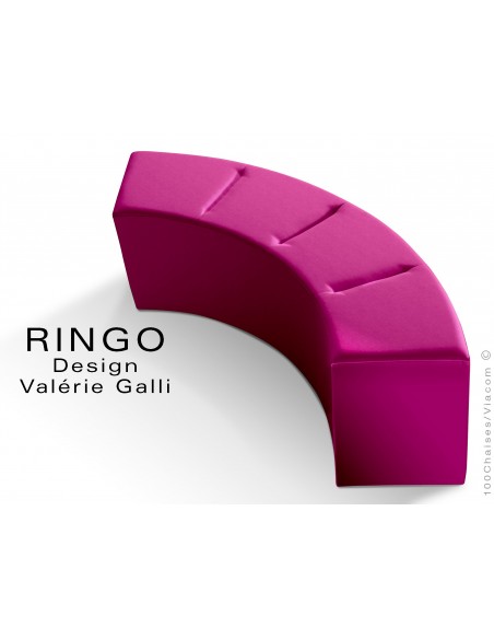 Banquette modulable courbe large RINGO, assise garnis habillage cuir synthétique couleur rose