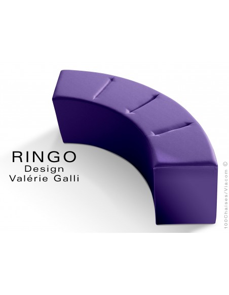 Banquette modulable courbe large RINGO, assise garnis habillage cuir synthétique couleur violet
