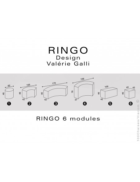 Modules banquette RINGO, assise garnis habillage cuir synthétique