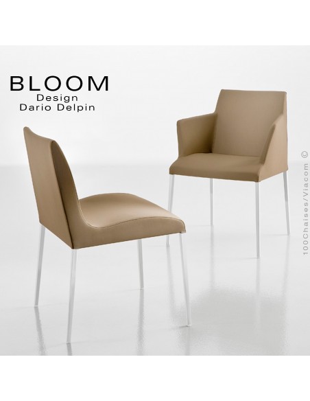 Petit fauteuil BLOOM, structure acier chromé, assise et dossier garnis, habillage 100% laine, couleur au choix