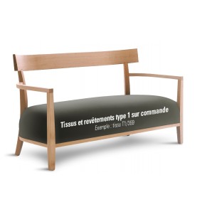 Banquette VICTOR en bois de hêtre finition cerise, tissus ou revêtements T1 ou T2 au choix