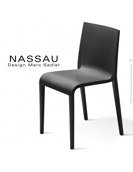 Chaise d'extérieur pour hôtel, restaurant, jardin NASSAU structure plastique, 4 pieds monobloc noir