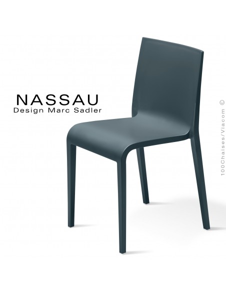 Chaise d'extérieur pour hôtel, restaurant, jardin NASSAU structure plastique, 4 pieds monobloc couleur anthacite
