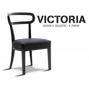 VICTORIA chaise en bois de hêtre, habillage tissu aspect cuir T1/365, bois finition charbon.