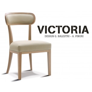 VICTORIA chaise dossier garnie, teinte naturel, habillage tissu T1/310 (aspect cuir).