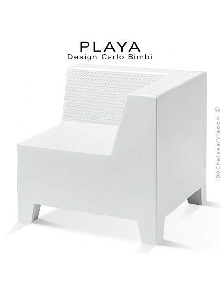 Banquette extérieur modulable d'angle PLAYA, structure plastique de couleur blanche.