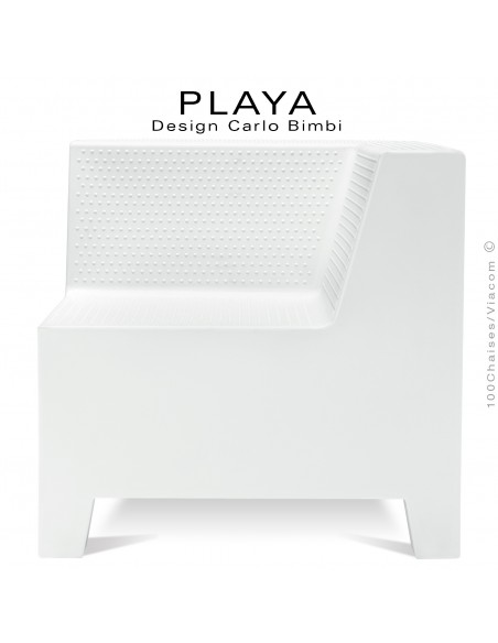 Banquette extérieur modulable d'angle PLAYA, structure plastique de couleur blanche.