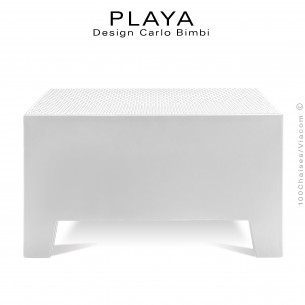 Banquette extérieur modulable pouf ou table PLAYA, structure plastique de couleur blanche ou moka.