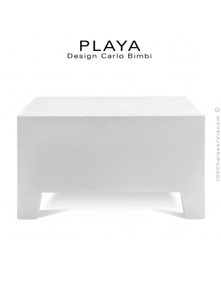 Banquette extérieur modulable pouf ou table PLAYA, structure plastique de couleur blanche ou moka.