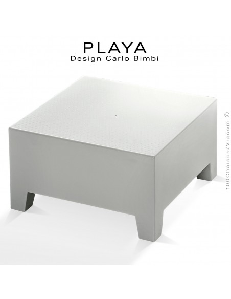 Banquette extérieur modulable pouf ou table PLAYA, structure plastique de couleur blanche ou moka.
