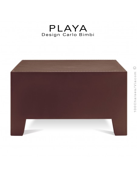 Banquette extérieur modulable pouf ou table PLAYA, structure plastique de couleur blanche ou moka.