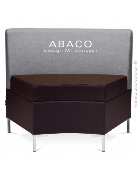 Banquette modulable courbe ABACO assise et dossier garnis de mousse, habillage tissu laine couleur gris.