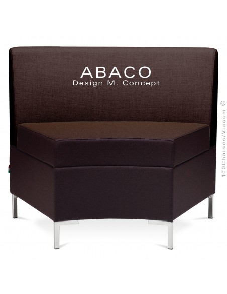 Banquette modulable courbe ABACO assise et dossier garnis de mousse, habillage tissu laine couleur marron.