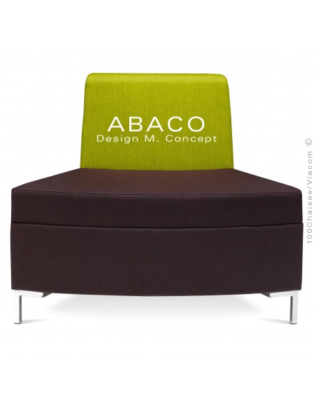 Banquette modulable courbe ABACO assise et dossier garnis de mousse, habillage tissu laine couleur verte.