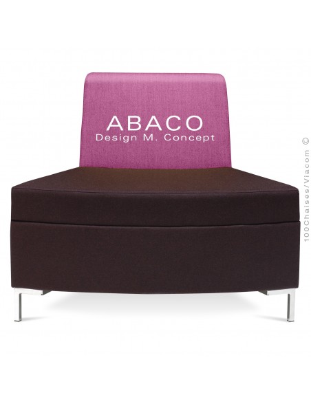 Banquette modulable courbe ABACO assise et dossier garnis de mousse, habillage tissu laine couleur violet.