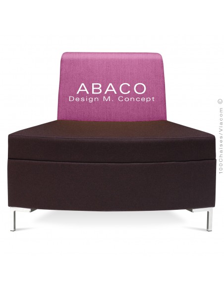 Banquette modulable courbe ABACO assise et dossier garnis de mousse, habillage tissu laine couleur violet.