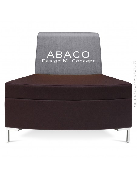 Banquette modulable courbe ABACO assise et dossier garnis de mousse, habillage tissu laine couleur grise.