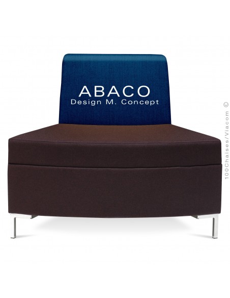 Banquette modulable courbe ABACO assise et dossier garnis de mousse, habillage tissu laine couleur bleu foncé.