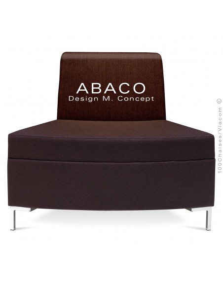 Banquette modulable courbe ABACO assise et dossier garnis de mousse, habillage tissu laine couleur marron foncé.