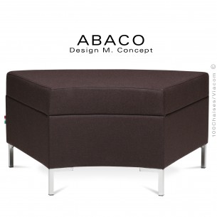 Banquette modulable courbe ABACO assise et dossier garnis de mousse, habillage tissu laine couleur marron.