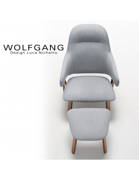 Fauteuil lounge assise basse WOLFGANG, option repose-pieds, sur demande.