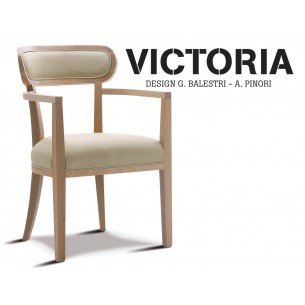 VICTORIA fauteuil dos garnie finition hêtre naturel, habillage gamme T1/310 aspect cuir.