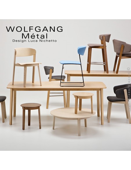 Ensemble chaise et table collection WOLFGANG, en chêne massif