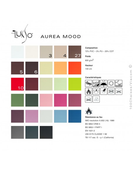 Palette couleur cuir synthétique Aurea-Mood disponible pour le fauteuil lounge MARCELO.