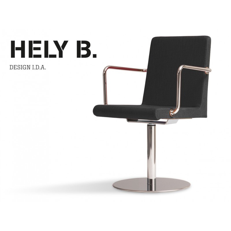 HELY-B avec accoudoirs, fauteuil structure acier chromé, habillage gammes T1 ou T2 au choix.