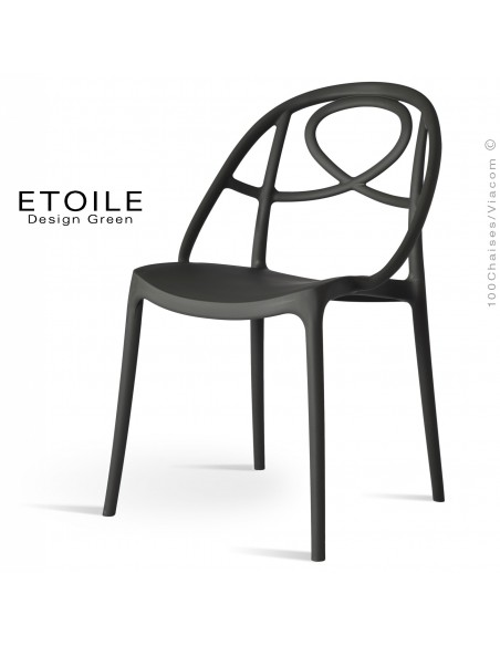 Chaise plastique ETOILE, idéale pour les terrasses et jardins - Lot de 4 pièces, couleur anthacite.