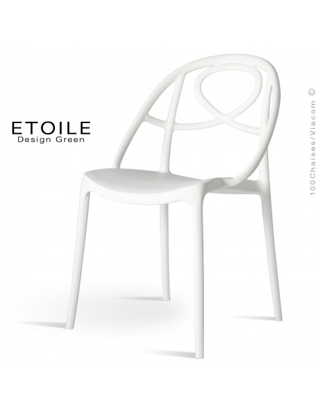 Chaise plastique ETOILE, idéale pour les terrasses et jardins - Lot de 4 pièces, couleur blanche.