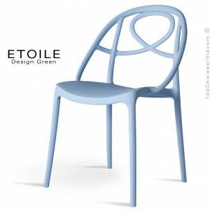 Chaise plastique ETOILE, idéale pour les terrasses et jardins - Lot de 4 pièces, couleur bleu.