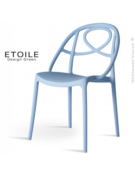 Chaise plastique ETOILE, idéale pour les terrasses et jardins - Lot de 4 pièces, couleur bleu.