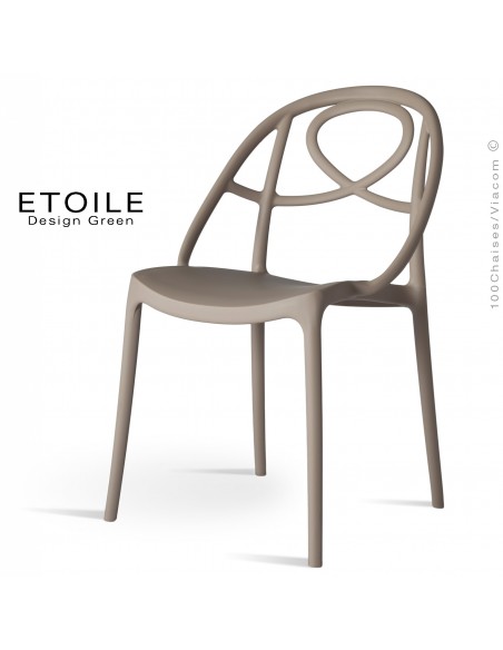 Chaise plastique ETOILE, idéale pour les terrasses et jardins - Lot de 4 pièces, couleur gris tourterelle ou sable.