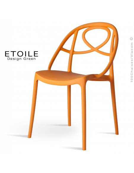Chaise plastique ETOILE, idéale pour les terrasses et jardins - Lot de 4 pièces, couleur orange.