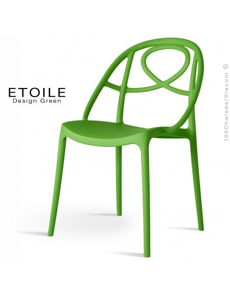 Chaise plastique ETOILE, idéale pour les terrasses et jardins - Lot de 4 pièces, couleur vert pomme.