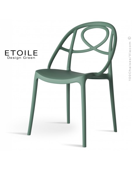 Chaise plastique ETOILE, idéale pour les terrasses et jardins - Lot de 4 pièces, couleur vert sapin.