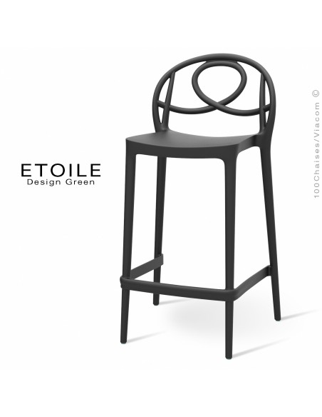 Tabouret de cuisine plastique ETOILE, idéale pour les terrasses et jardins - Lot de 4 pièces, couleur anthacite.