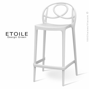 Tabouret de cuisine plastique ETOILE, idéale pour les terrasses et jardins - Lot de 4 pièces, couleur blanc.