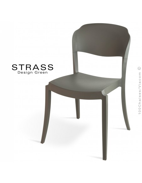 Chaise plastique STRASS, idéale pour les terrasses et jardins - Lot de 4 pièces, couleur anthracite..