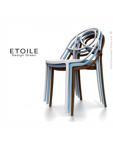 Fauteuil plastique ETOILE, idéale pour les terrasses et jardins - Lot de 4 pièces.