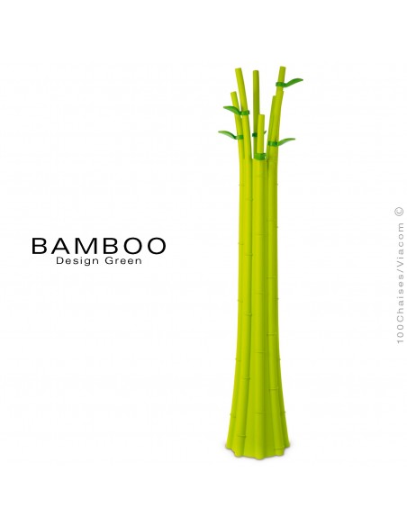 Porte manteau décoratif BAMBOO, structure plastique en polypropylène, vert + 4 feuilles.
