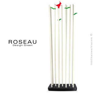 Module séparateur décoratif simple ROSEAU, tiges couleur blanche socle MDF noir.